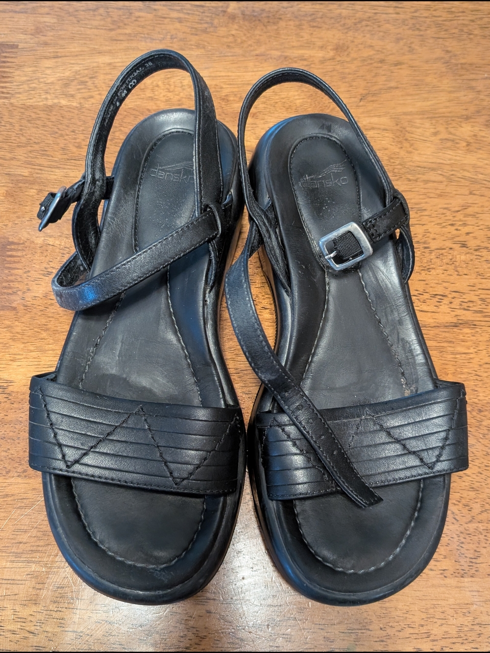 Dansko Black Leather Slingback Sandals